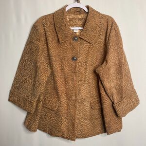 Live a Little LAL Leather Leopard Print Jacket Cuffed Sleeves Lined Womens 2X